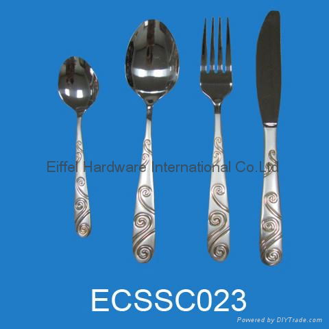 Stainless steel flatware with gold plating