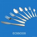 Stainless steel tableware set with golden plating