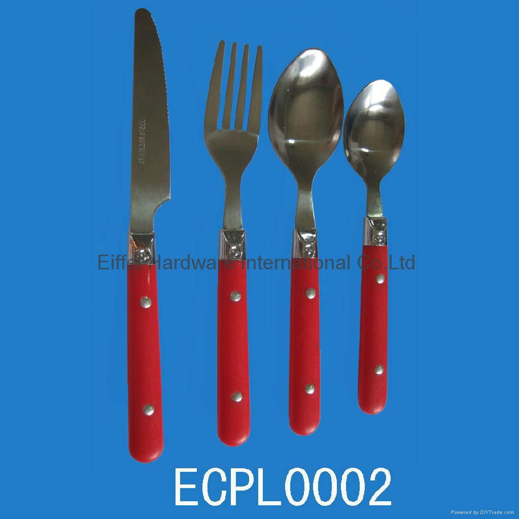 Cutlery with plastic handle 