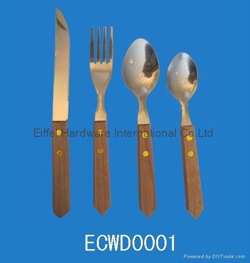 BBQ cutlery  with wood handle