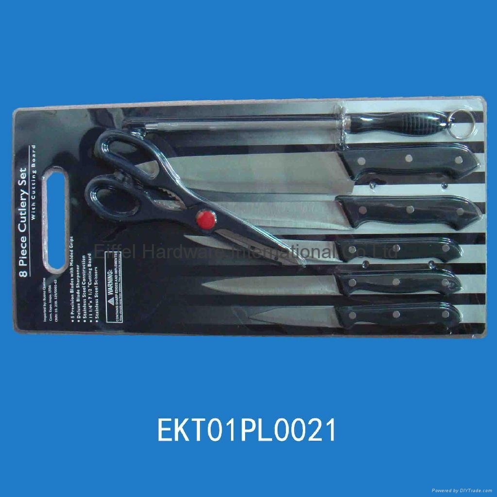 8 pcs kitchen knife set in blister card packing 