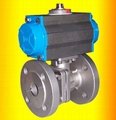 two pieces pneumatic flanged ball valve