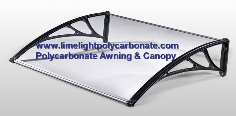 Polycarbonate awning with PC solid sheet