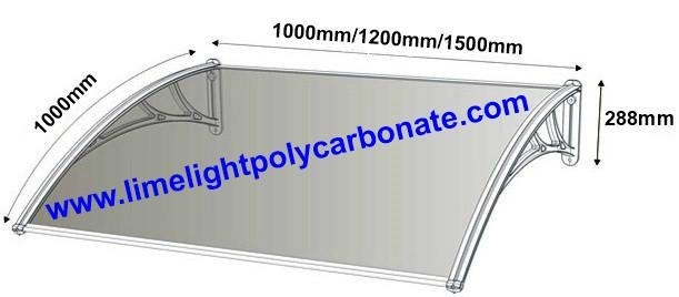 Polycarbonate awing dimension