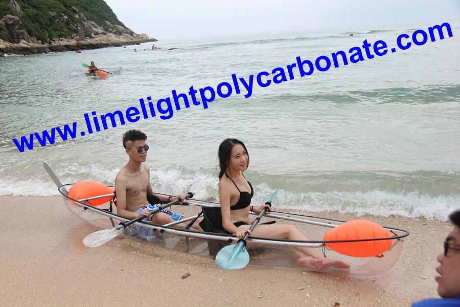Full transparent kayak clear canoe crystal kayak with outrigger stabilizer 4