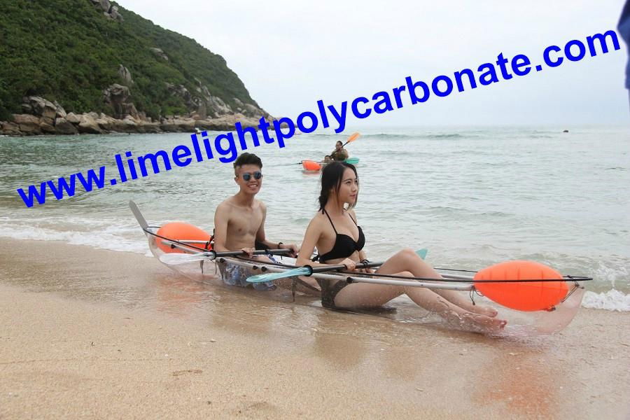 Full transparent kayak clear canoe crystal kayak with outrigger stabilizer 5