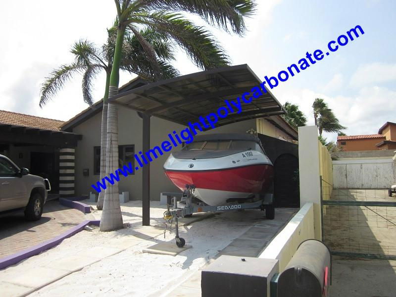 carport awning with powder coated aluminium alloy frame and polycarbonate sheet 2