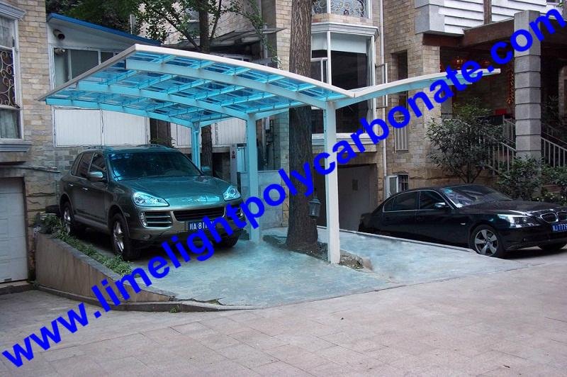 Extended aluminum carport with bronze frame and bronze polycarbonate solid sheet 3