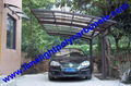 Double aluminium carport with white frame and blue polycarbonate solid roofing 19