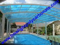 double aluminium carport with dark brown frame and bronze PC solid roofing panel 20