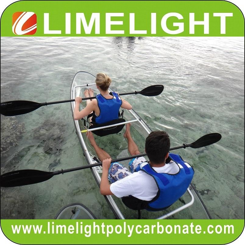 clear kayak polycarbonate canoe transparent kayak crystal kayak with LED light 4