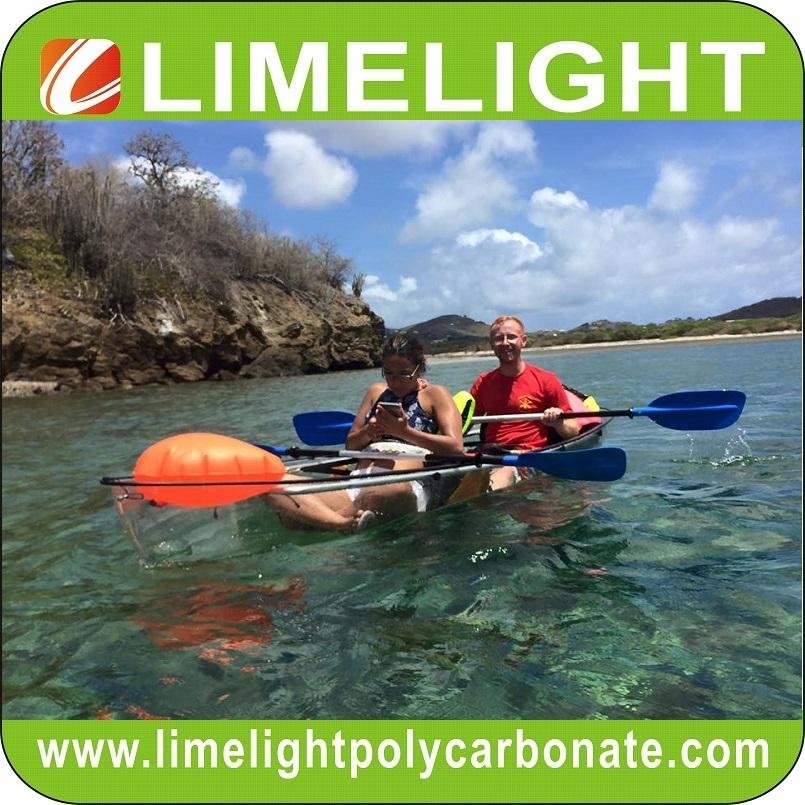 clear kayak polycarbonate canoe transparent kayak crystal kayak with LED light 20