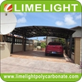 double aluminium carport with dark brown frame and bronze PC solid roofing panel 1