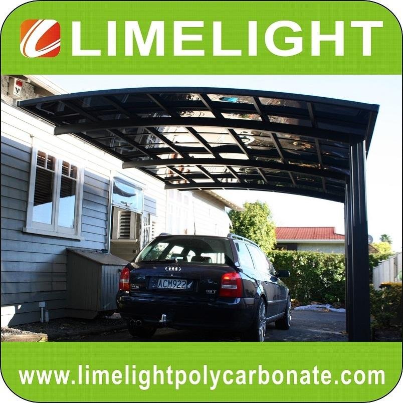 double size aluminum carport with bronze aluminium frame and grey PC solid sheet 3
