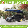 Cantilever carport with powder coated aluminium alloy frame and polycarbonate