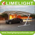 double size cantilever carport with metal frame and polycarbonate roof sheet