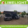 double size cantilever carport with metal frame and polycarbonate roof sheet