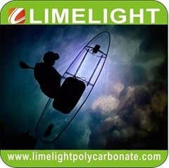 Clear SUP paddle board with LED light strip for night tour adventure