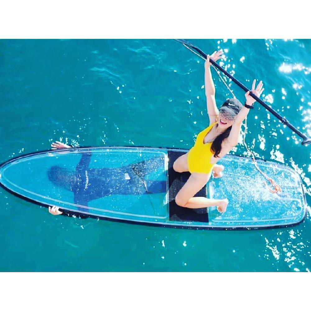 clear paddle board, transparent paddle board, clear SUP board, transparent SUP board, see through board, clear SUP, transparent SUP, see through SUP, glass SUP, clear board, transparent board, see through SUP board