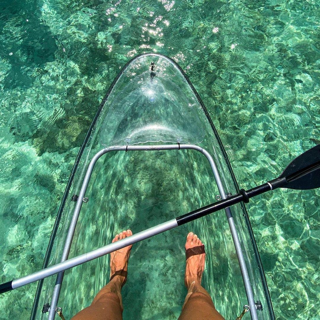clear kayak, transparent kayak, crystal kayak, clear bottom kayak, see through kayak, glass kayak, plastic kayak, clear boat, transparent boat