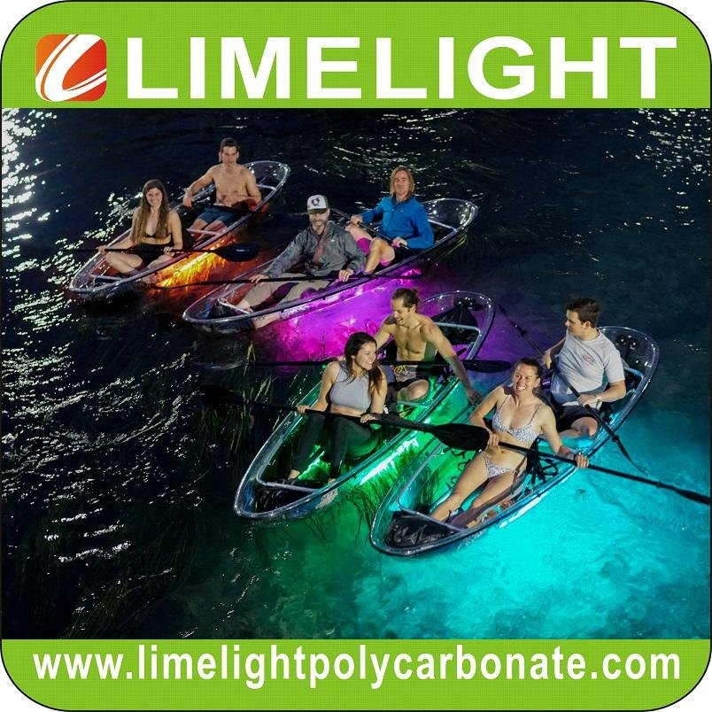 Glow clear kayak LED transparent kayak night tour glass kayak 5