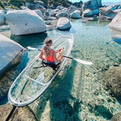 Glass kayak transparent canoe PC clear kayak with LED light for night touring
