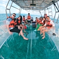 100% clear transparent boat with stainless steel frame and polycarbonate roofing
