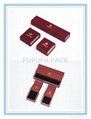Gift boxes with burgundy velvet and paper