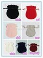 Various colors of gourd-shaped  velvet gift pouches with stitched sides