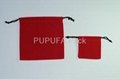 Red Velvet pouches with black silk-screen printed logo