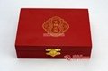 Painted wooden gift boxes with gold clasp and silkscreen printed Logo