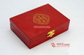 Painted wooden gift boxes with gold clasp and silkscreen printed Logo